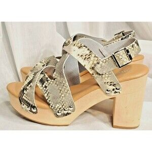 NWOT Bucco Capensis Man Made Snakeskin Wood Platform Sandals 7.5